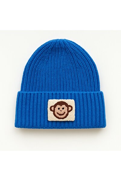 byebruketenci Blue Wool Beret Monkey Punch Patterned Hat Christmas Gift