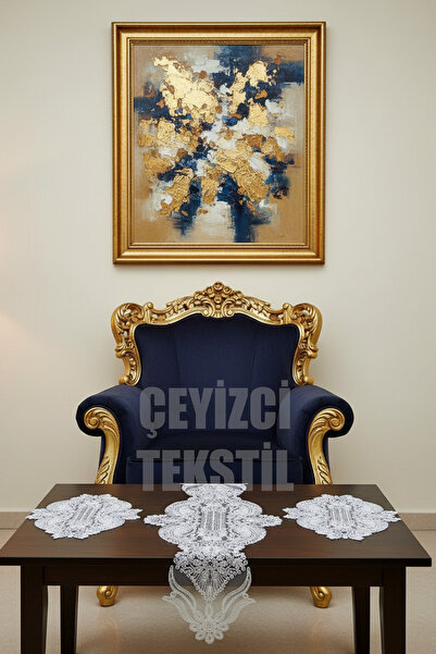 Çt Çeyizci Tekstil مجموعة غرفة المعيشة، غرفة نوم 3 قطعة مفرش طاولة القهوة، مفرش طاولة 3 قطعة مجموعة غرفة