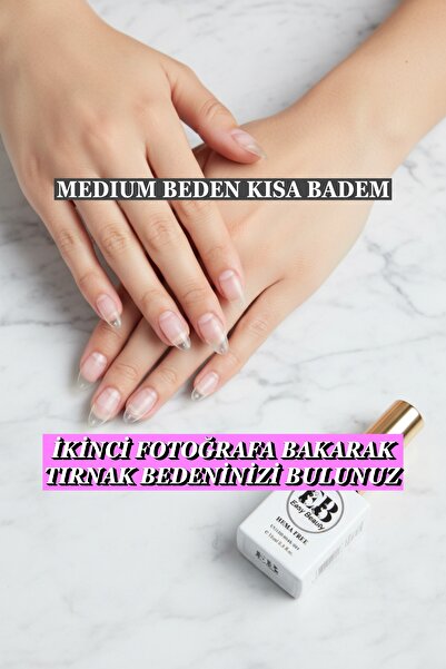 Easy Beauty 100 Adet Medium Beden Kısa Badem Jel Tips Kısa Badem Protez Takma Tırnak Seti