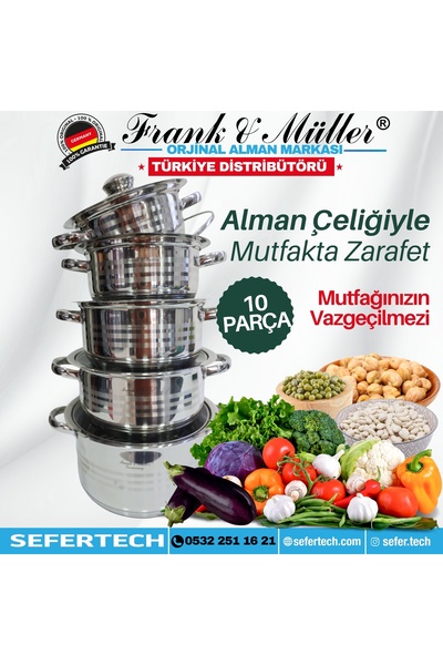 Frank & Müller Germany 21001 Çelik 10 Parça Tencere Seti