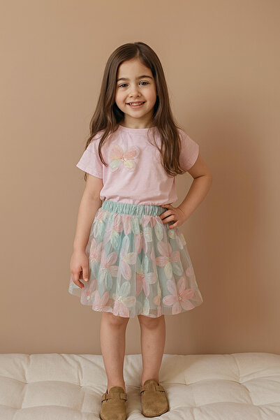 RAPAPA Flower Pattern Skirted Girl's Bottom Top Suit 2535P