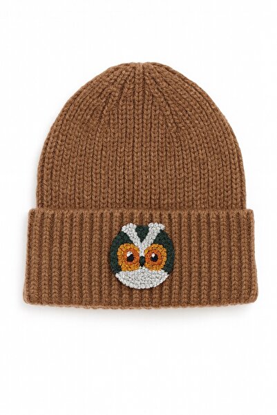 byebruketenci Beretă maro din lână pentru copii, cu figurină Bufniță Punch, r...