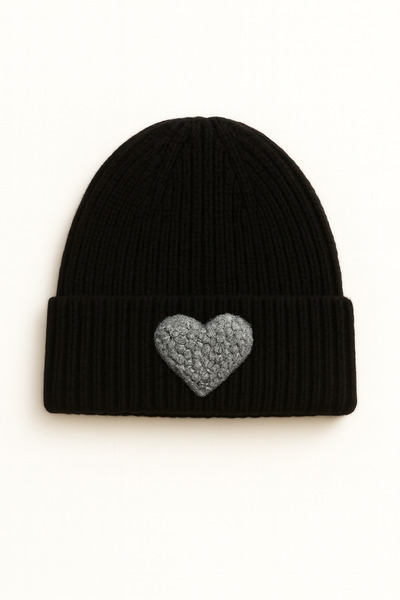 byebruketenci Siyah Bere Gri Simli Kalp Bere Detaylı Yılbaşı Hediye