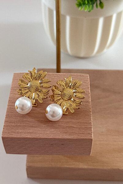 FIERA JEWELRY Pearl Detail Flower Steel Women's Earrings