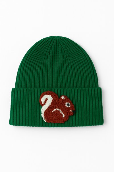 byebruketenci Green Wool Beret Squirrel Punch Detailed Hat Christmas Gift