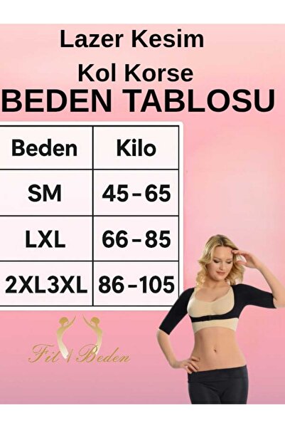 FİT1BEDEN Lazer Kesim Şekillendirici Kol Ve Sırt Korsesi-kol Sıkılaştırıcı-sarkma Karşıtı Korse