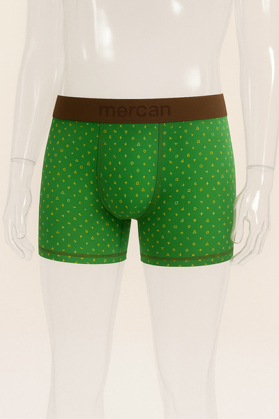 Mercan Patterned Lycra Cotton Printed Men's Boxer - Green Value
