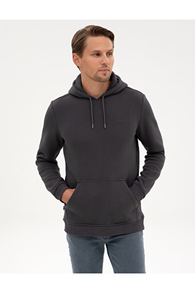 Pierre Cardin Antrasit 2 İplik Regular Fit İçi Polarlı Kapüşonlu Basic Sweatshirt 50314055-VR006