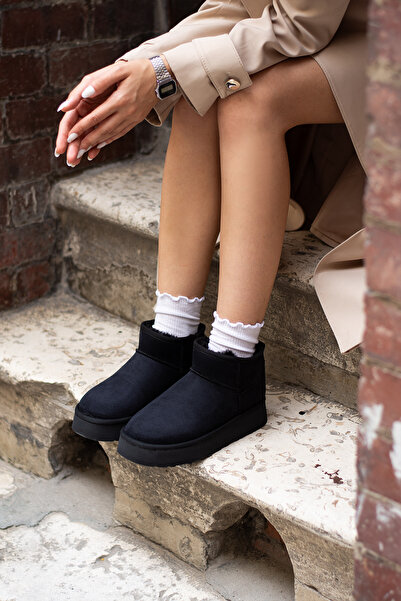 DESPİNA KELY Kadın Kahverengi Süet Kalın Taban İçi Kürklü Mini Rahat Taban Kadın Bot