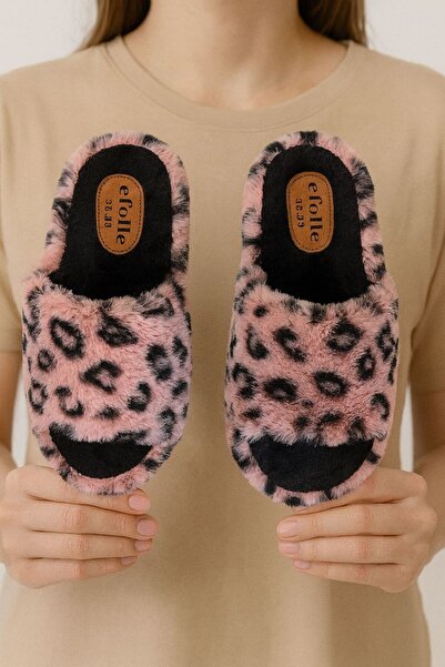 STOCON Plush Fluffy Leopard Fabric Women's Indoor Slippers Comfortable and Stylish Winter Lightweight Non-Slip Dowry Slippers Stc1169