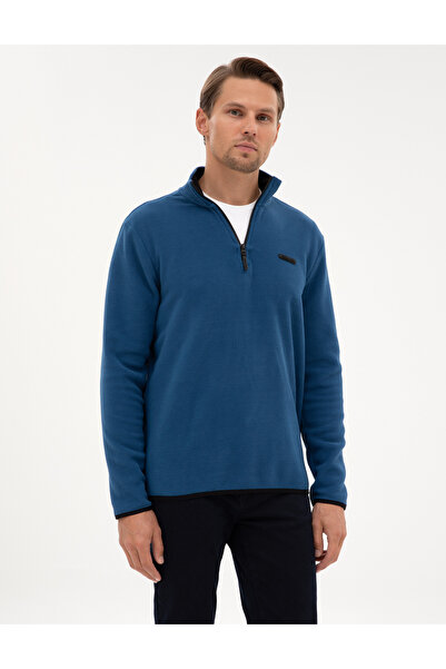 Pierre Cardin Açık Lacivert Regular Fit Yarım Fermuarlı Polar Sweatshirt 50314056-VR059