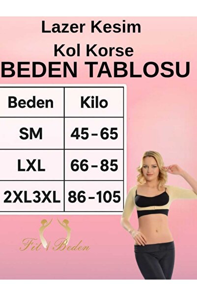 FİT1BEDEN Lazer Kesim Şekillendirici Kol Ve Sırt Korsesi-kol Sıkılaştırıcı-sarkma Karşıtı Korse