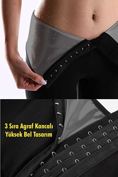 FİT1BEDEN Zayıflatıcı Agraflı Sauna Şort Termal Inceltici Toparlayıcı Termal Agraflı Sauna Korseli Şort
