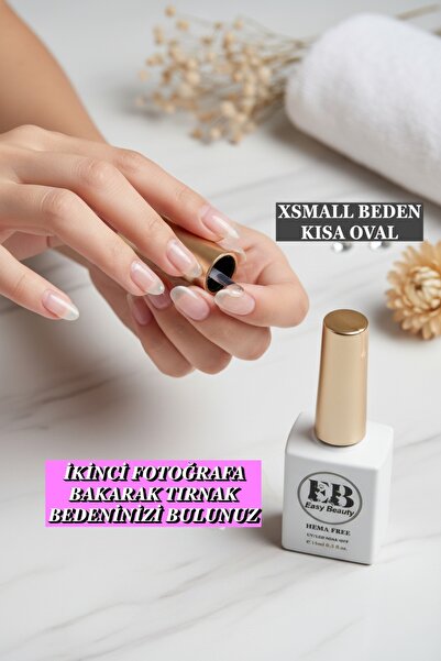 Easy Beauty 100 Adet Jel Tips XSmall Beden Kısa Oval Protez Takma Tırnak Seti