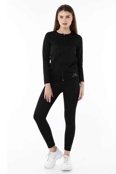FİT1BEDEN بدلة ساونا حرارية للتنحيف بأكمام طويلة باللون الأسود للسيدات