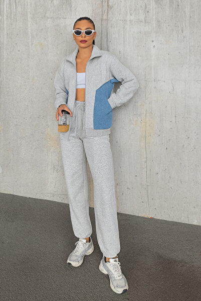 Ferte طقم بدلة رياضية نسائية كبيرة الحجم بسحاب، طقم بدلة رياضية بتفاصيل من ال...