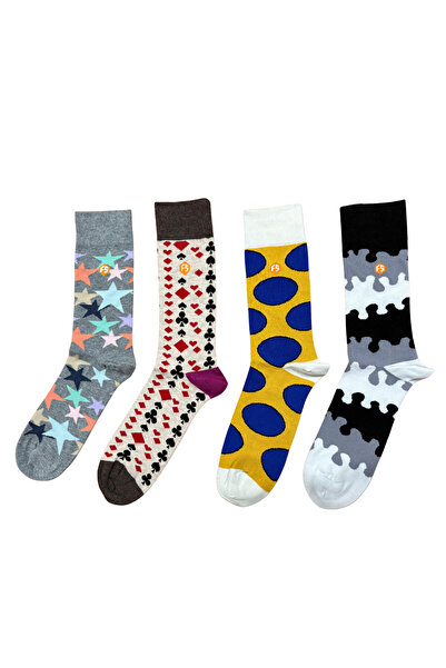 Bijutek Мъжки цветни памучни чорапи с мотиви за ежедневно носене