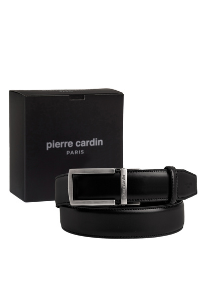 Pierre Cardin حزام رجالي من الجلد الأسود بإبزيم أوتوماتيكي (عرض 3.5 سم) PCOTM01S6T