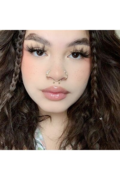 Heppii Gold Renk 316 L Paslanmaz Çelik Fake Piercing Sıkıştırmalı Labret Piercing Delik Gerektirmez