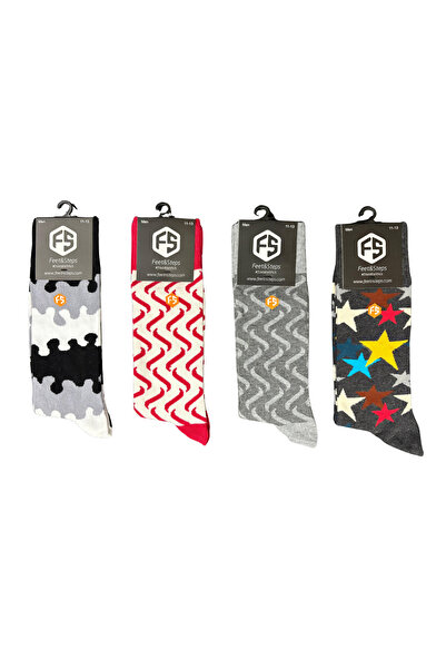 Bijutek Мъжки цветни памучни чорапи с мотиви за ежедневно носене