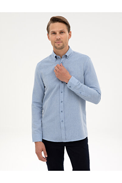 Pierre Cardin Mavi Slim Fit Uzun Kollu Gömlek 50316768-VR036