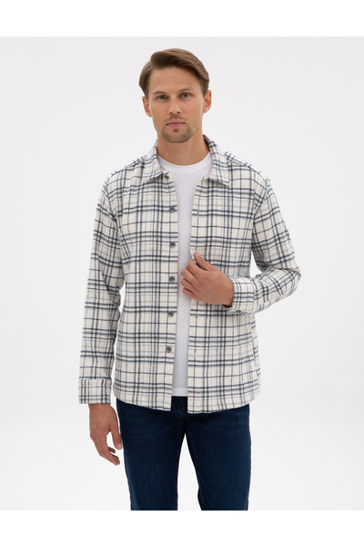 Pierre Cardin Navy Blue Classic Collar Comfort Fit Lumberjack Shirt 50316753-...