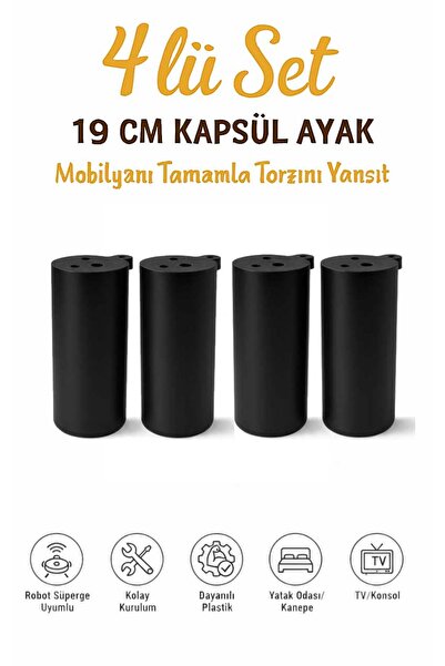 İMT AKSESUAR Kapsül Bohem 19 cm Siyah (4 Adet)Mobilya Kanepe Sehpa Tv Ünitesi...