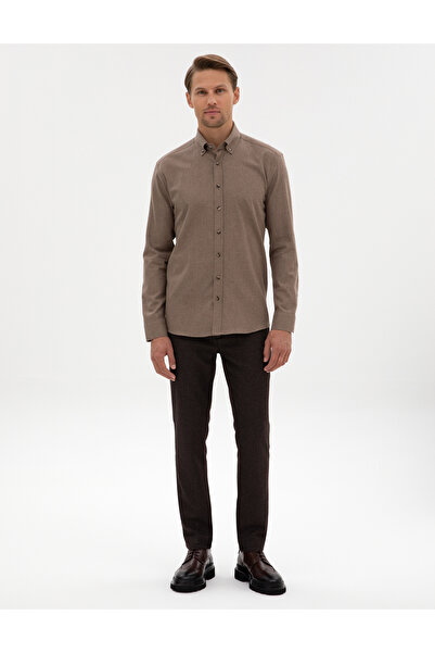 Pierre Cardin Kahverengi Slim Fit Kanvas Pantolon 50317275-VR029