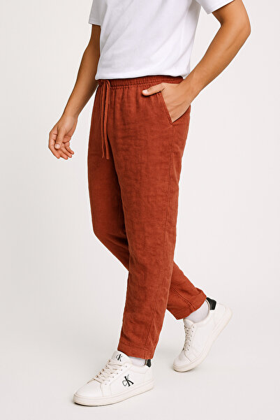 Lucido Erkek Turuncu Keten Pantolon