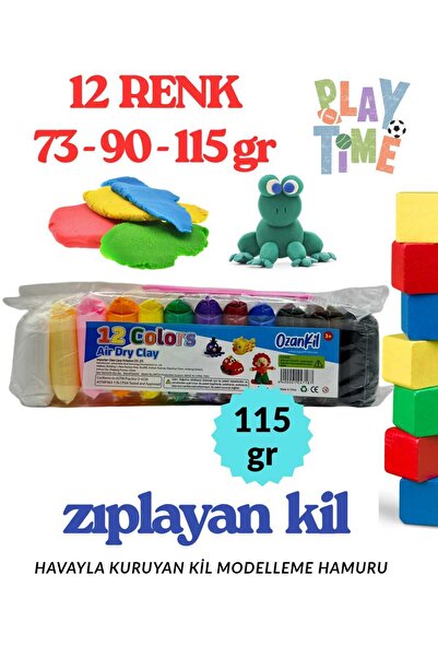 Genel Markalar OZANKİL AİR CLAY ZIPLAYAN KİL Hava ile Kuruyan Modelleme Kili ( 115 GR ) 12 ADET
