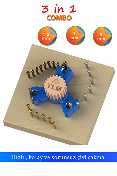 Olympos Tasarım 3in1 Combo Profesyonel Mıknatıslı Çivi Çakma Aparatı | Tek Ürünle 1.5, 3, 5mm Aralıkta Çivi Çakma