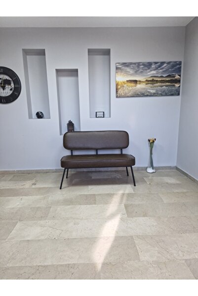 WATERYBROOK Ofis Bekleme İkili Koltugu - Ofis Buro Koltugu-Berjer-koltuk -Bekleme Koltugu- Deri - Kahverengi