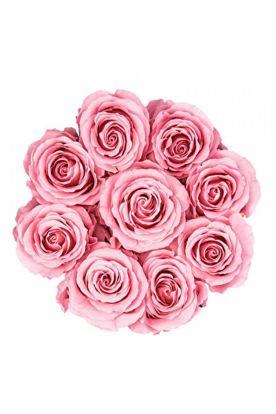 velve Aranjament floral cu 9 trandafiri de sapun, in cutie alba rotunda, roz,...