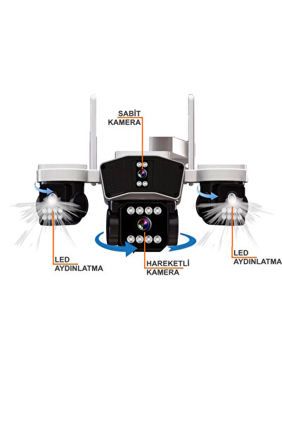 O-KAM 8080 6mp 355° Wifi Destekli Ptz Kamera (ADAPTÖR KUTU İÇERİSİNDE VAR) 8080 2 kamaralı