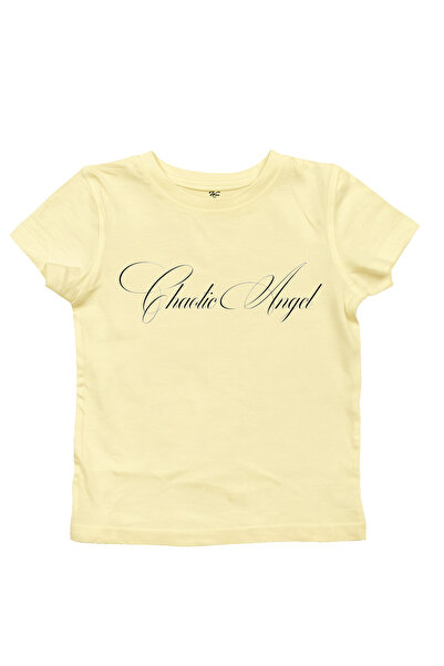 WHITE OF CREATIVE Kadın Chaotic Angel Yazılı Baskılı Baby Tee