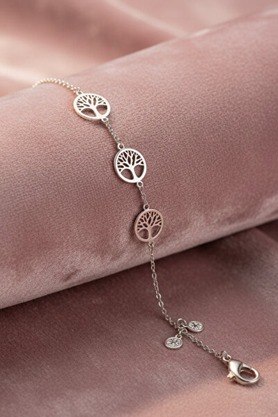 İyyaKee سوار نسائي من الفولاذ 316L قابل للتعديل بتصميم شجرة الحياة