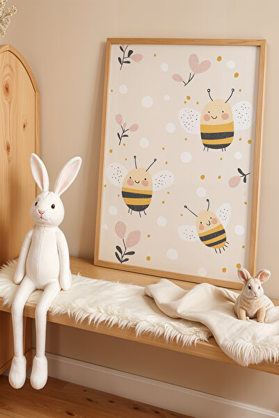 HİGUERA Πίνακας Παιδικού Δωματίου και Βρεφικού Δωματίου με Ξύλινο Πλαίσιο Bee...