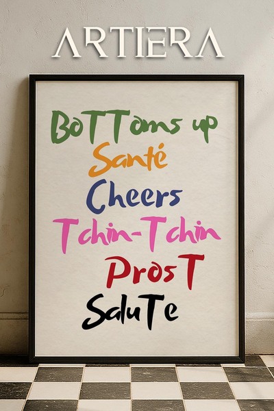 HİGUERA Τυπογραφία Μοντέρνα Μεσογειακή Ιταλική Ζωγραφική Κουζίνας με Ξύλινο Π...