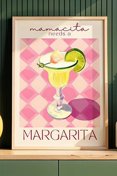 HİGUERA Margarita Pink Floor BAR Ζωγραφική τοίχου κουζίνας με φυσικό ξύλινο π...