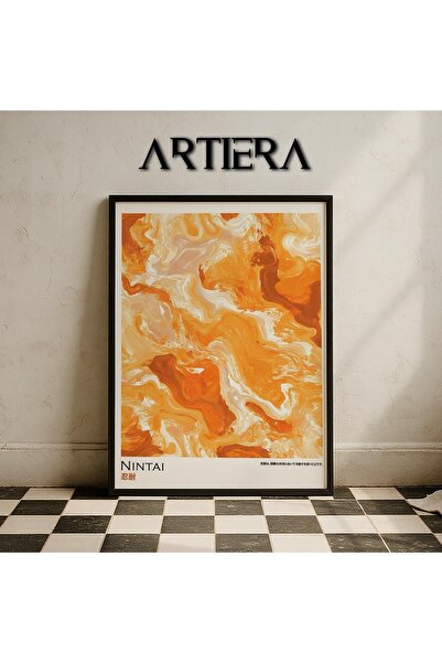 HİGUERA Nintai Patience – Hot Orange Flow Μοντέρνα Ζωγραφική τοίχου της Ιαπων...