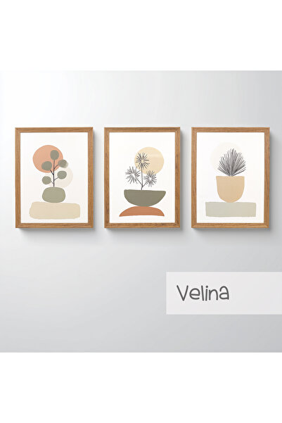 Ahsen resim çerçeve Σετ 3 Πινάκων με Κορνίζα - Διακόσμηση Τοίχου Αφηρημένοι Π...