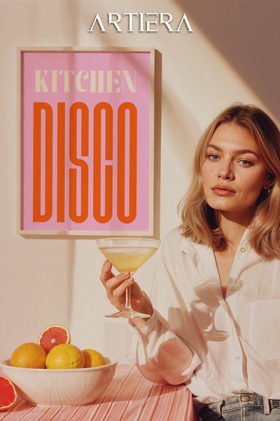 HİGUERA Τυπογραφία Μοντέρνα Μεσογειακή Ιταλική Ζωγραφική Κουζίνας με Ξύλινο Π...