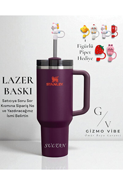 Stanley Kişiselleştirilmiş Quencher 1,18l / 40oz Mürdüm Matara Suluk Özel Isimli Mürdüm