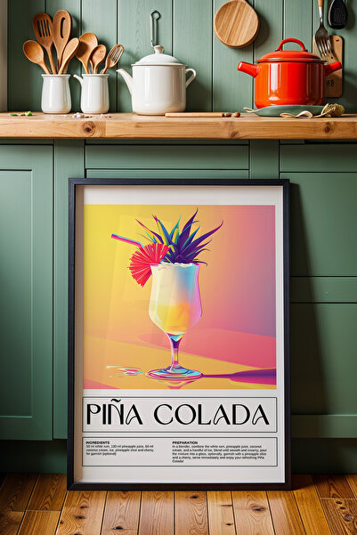 HİGUERA Pina Colada Πολύχρωμη Εικονογράφηση ΜΠΑΡ Ζωγραφική τοίχου κουζίνας με...