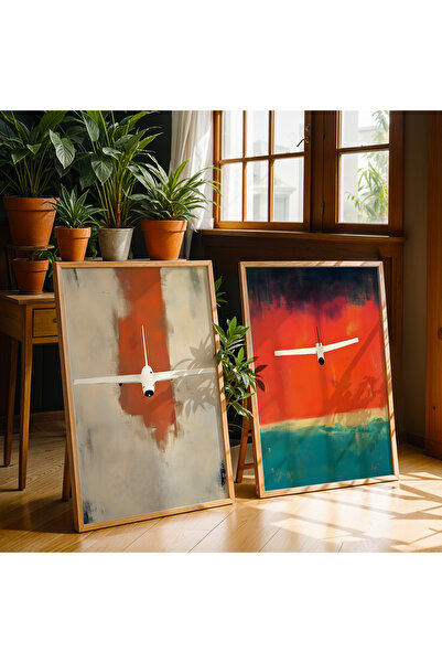 HİGUERA Αφηρημένο σχέδιο Κόκκινο αφηρημένο διπλό φυσικό ξύλινο πλαίσιο ζωγραφ...