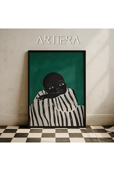 HİGUERA Μινιμαλιστικό πορτρέτο αγοριού με ξύλινο πλαίσιο τοίχου