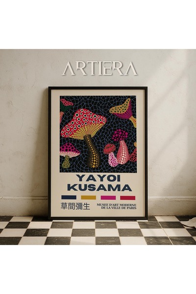 HİGUERA Yayoi Kusama Διάσημος Ζωγράφος Μπλε Φόντο Μοντέρνα Vintage Ζωγραφική ...