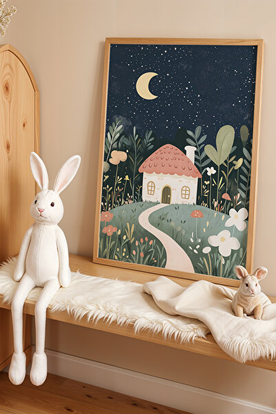 HİGUERA Σπίτι στη χώρα των παραμυθιών – Πίνακας παιδικού δωματίου με φυσικό ξ...