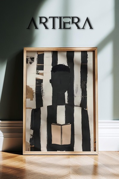 HİGUERA Μοντέρνο ανδρικό πορτρέτο με ασπρόμαυρες ρίγες Σύγχρονη μινιμαλιστική...