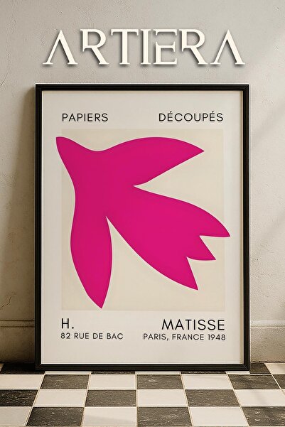 HİGUERA Σειρά Matisse Paper Cuttings Φούξια αφηρημένη ζωγραφική τοίχου με ξύλ...